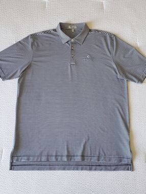 NWOT! PETER MILLAR Mens Summer Comfort Striped Company Logo Golf Shirt (XL) Blue